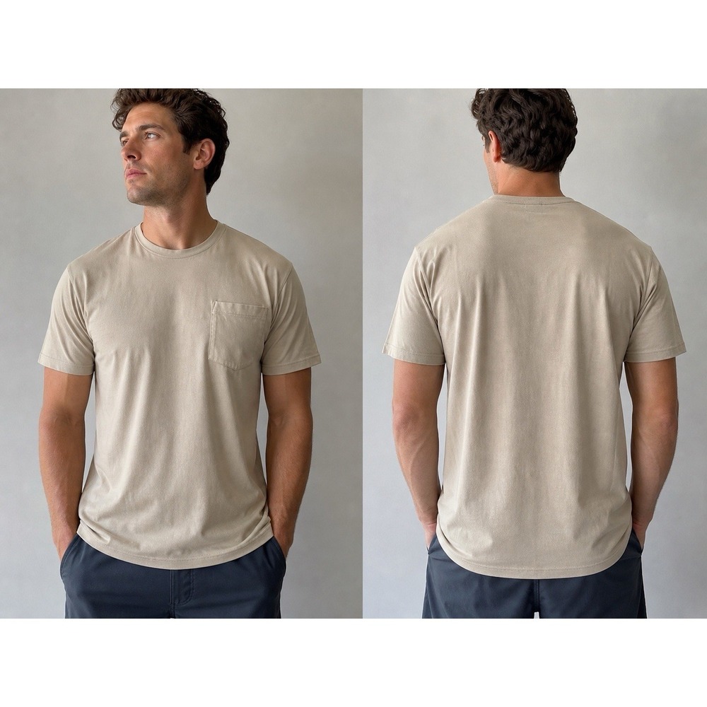 Porter and Ash Performance Tee T Shirt Size Large Beige NWOT With Pocket